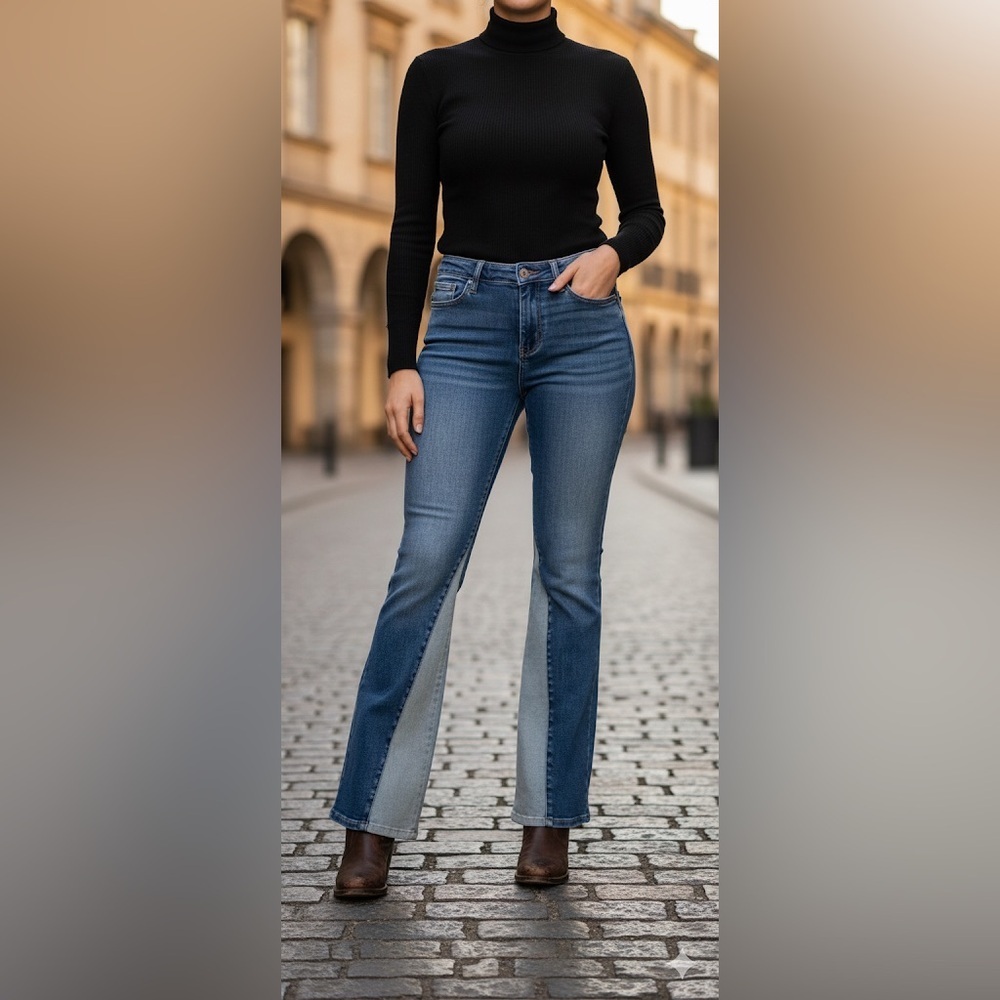 New nwt Judy blue two tone flare jeans sz 5/27, 7/28, 9/29, 11/30; 13/31